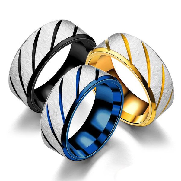 316L Edelstahl Cross Grain Twill Ring Schwarz Gold Blaue Bandringe Schwanzfingerringe Paarring für Frauen Männer Liebhaber Schmuck