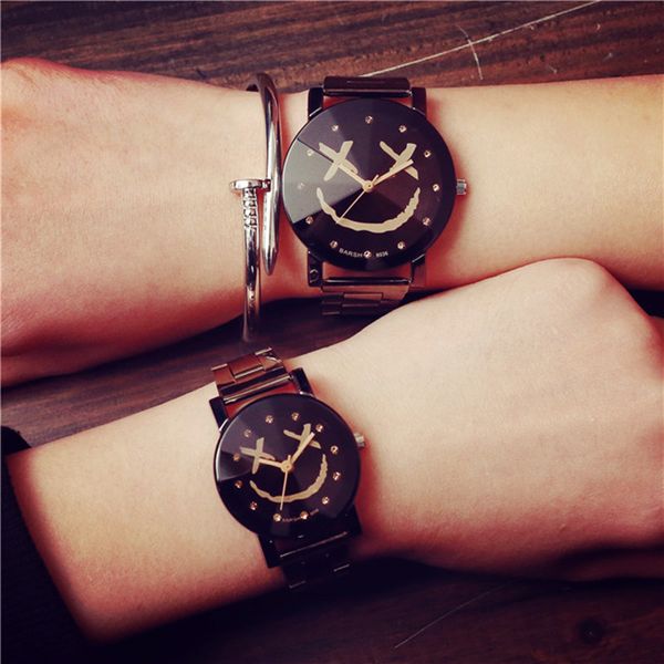 

smile creative design lovers quartz watch women men brand famous wrist watch female male clock ladies watches for woman man, Slivery;brown