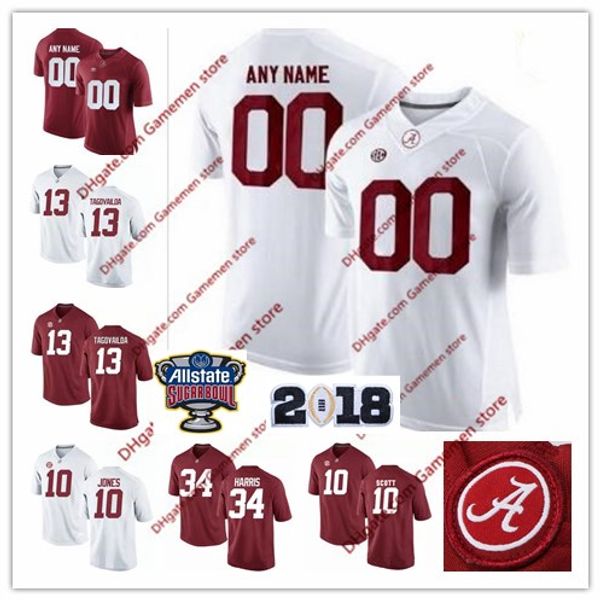 

Custom Mens women's youth Alabama Crimson Tide College Football #29 Minkah Fitzpatrick 22 Najee Harris White Red Limited Stitched Jerseys