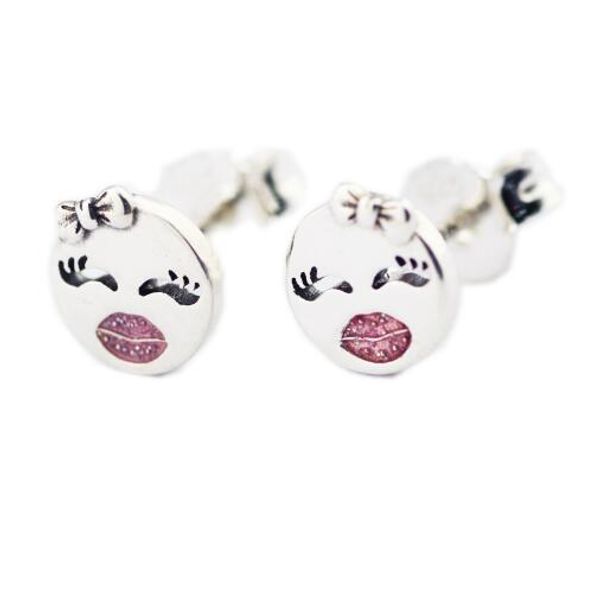 

original 925 sterling silver jewelry playful winks stud earrings with light pink enamel silver earrings for women wholesale 2018 spring, Golden;silver