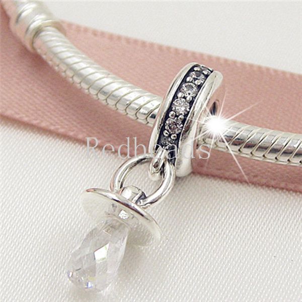 

new 100% s925 sterling silver pacifier pendant dangle charm bead fits european pandora style jewelry bracelets, Black