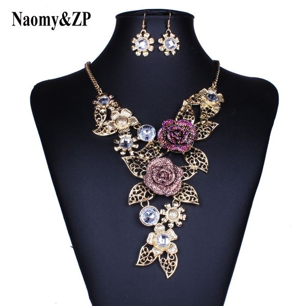 

naomy&zp rose flower necklace large big maxi statement wholesale necklaces wedding bride necklaces fashion jewelry women collier, Silver