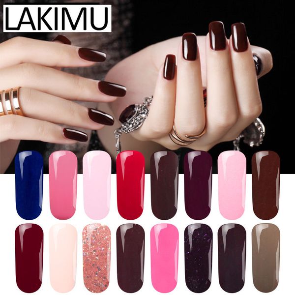 

lakimu selling 2018 products 24 colors gel nail polish soak off uv led nail gel polish shiny nude color gold glitter, Red;pink