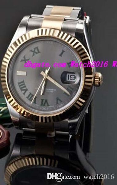 

selling luxury watches stainless steel bracelet ii slate green roman 41mm 18k & steel 116333 automatic men's watch, Slivery;brown