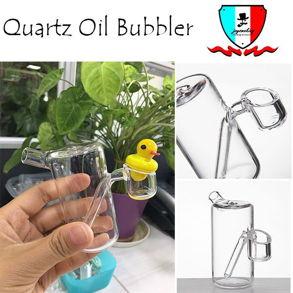 Quarz-Öl-Bubbler-Rauchzubehör mit 3 mm dicker Schüssel und gelber Enten-Vergaserkappe, Durchmesser 24 mm, für Glasbong-Wasserpfeife
