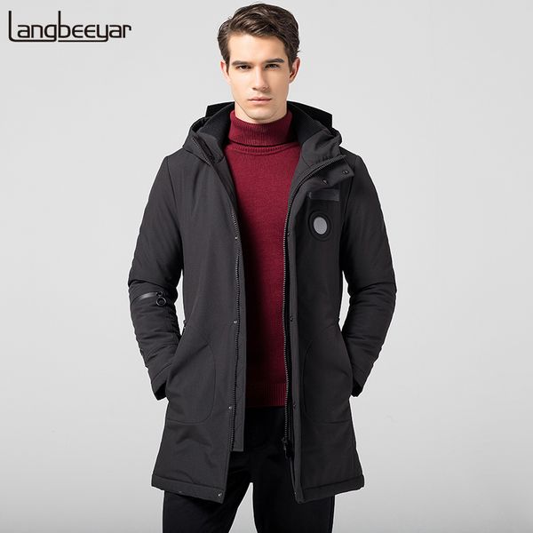 

senior new fashion brand clothing mens duck down jackets mens slim fit winter jacket men parka long men winter coat, Black