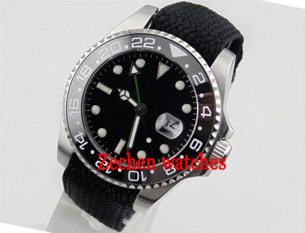 

watch 43mm sapphire glass cloth strap gmt-master ii automatic date day men watch, Slivery;brown