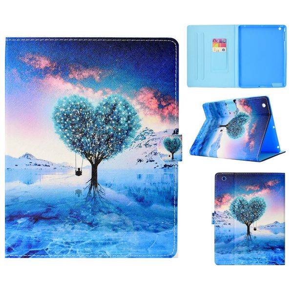 

tablets case funda for ipad 2 3 4 cover fashion painting pu leather wallet bags card slot dormancy function tablet cases