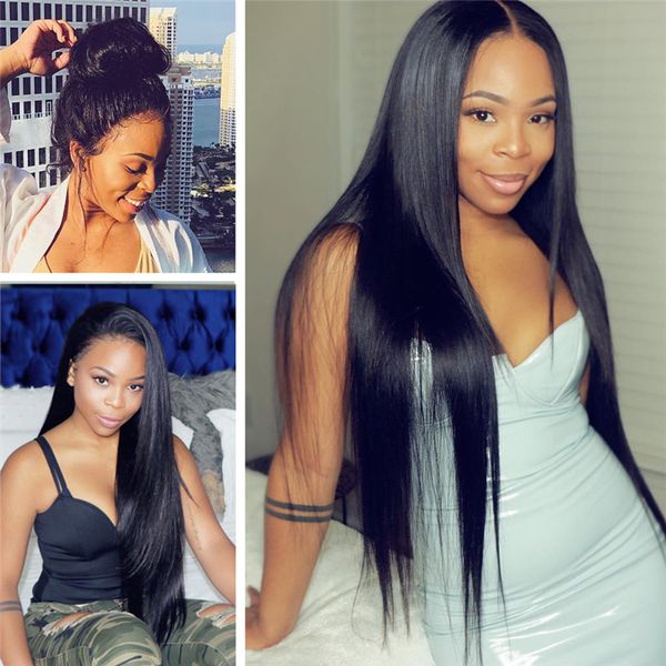 

brazilian straight human hair wigs 8"-24" lace front human hair wigs natural color remy full lace human hair wigs, Black;brown