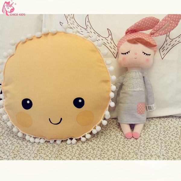 

ins yellow round you are my sunshine pillow decoration children's room christmas birthday gift round sun cushion on bed