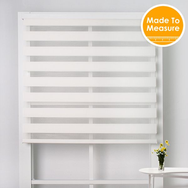

new year translucent white zebra blinds with front valance double-layer horizontal day night blinds