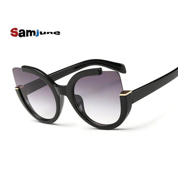 

samjune luxury cat eye sunglasses women brand designer vintage fashion driving sun glasses for women feminino, White;black