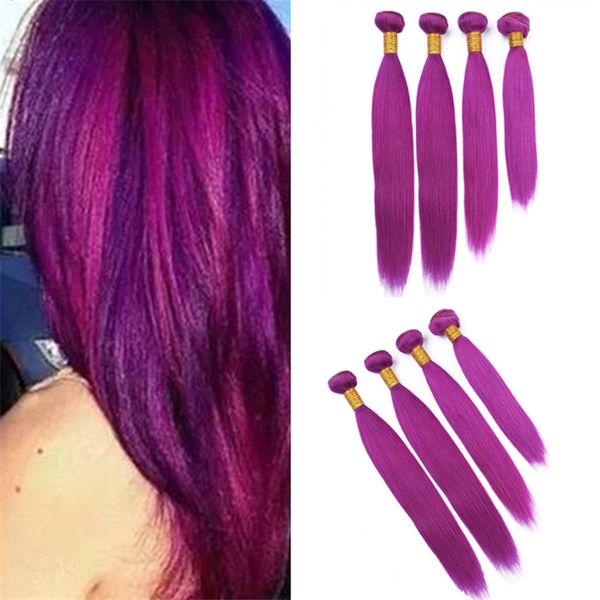 Silky Straight Light Purple Human Hair 4 Bundles Lavender Virgin