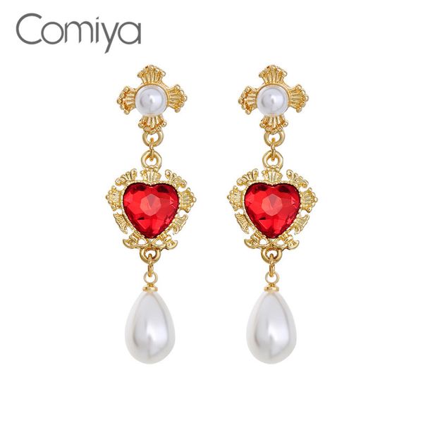 

comiya personality drop earrings gold color zinc alloy heart charms acrylic pearl pendant dangle earring for women brincos cc, Silver