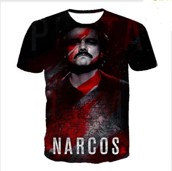 

fashion mens/womans cool narcos pablo escobar summer style funny 3d print casual t-shirt plus size zgx011, White;black