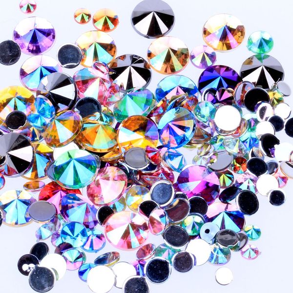 

acrylic rhinestones mix colors 4mm 5mm 6mm 10mm 1000pcs or 500pcs flatback pointed glue on diamond backpack nail art decorations, Silver;gold