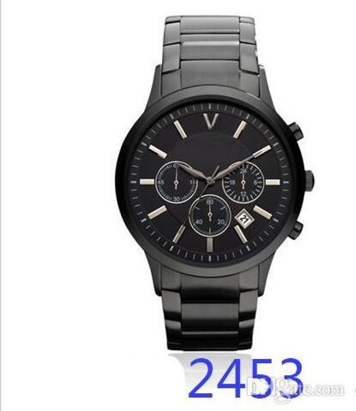 

Men's Watches Fashion Sports quartz watch stainless steel Black mesh Brand men watches Multi-function Wristwatche Chronograph AR2453 2453