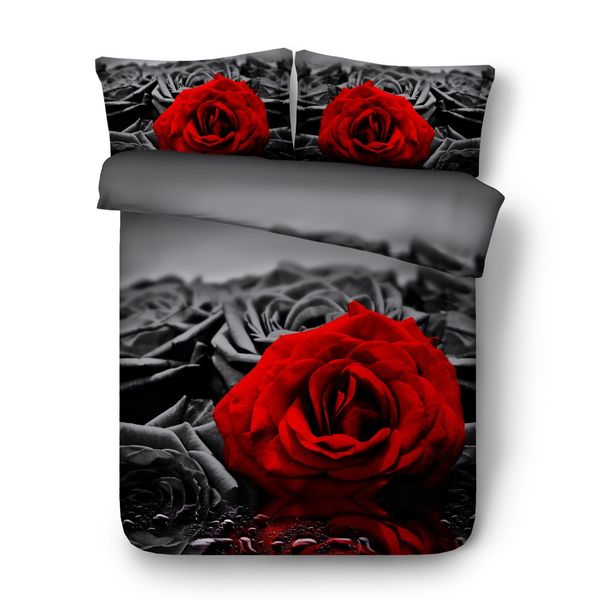 4 Romantic Red Roses Duvet Cover Set For Lovers Girlfriend Gift Hd