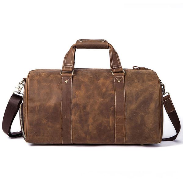 

men genuine vintage cowhide leather man handbags tote travel bags large capacity duffel bag buiness travel lapbags luggage