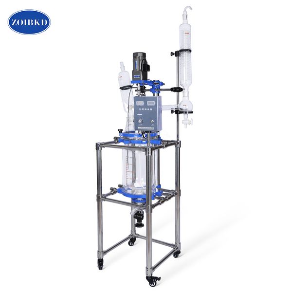 ZOIBKD Lab Supplies 10L Laborchemikalien-Doppelschicht-Edelglasreaktor mit Ummantelung, 110 V/220 V