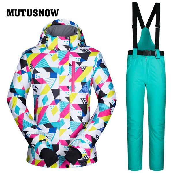

2018 mutusnow brand women ski jacket pant snowboard suit winter clothing trouser windproof waterproof outdoor sport wear female