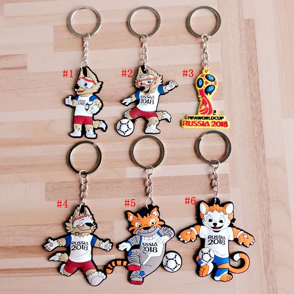 

new arrive russian world cup national football soccer pvc key chain souvenir creative mascot pendant keychains