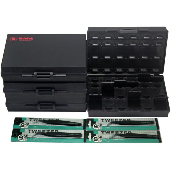 

aidetek 4box-all-48 esd safe enclosure for surface mount components1206 0805 0603 0402 0201 chips diodes transistor 4boxall48as