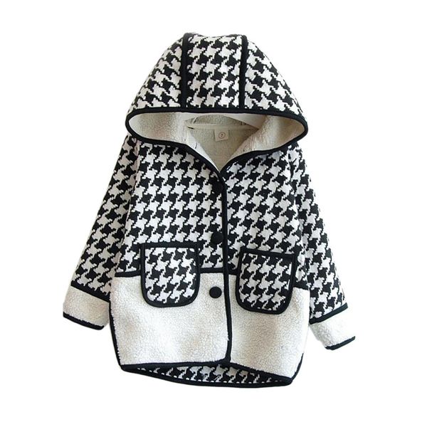 

elegant girl coat european plaid hooded thick cotton coat jacket for 2-8years girls kids children warm thicken outerwear clothes, Blue;gray