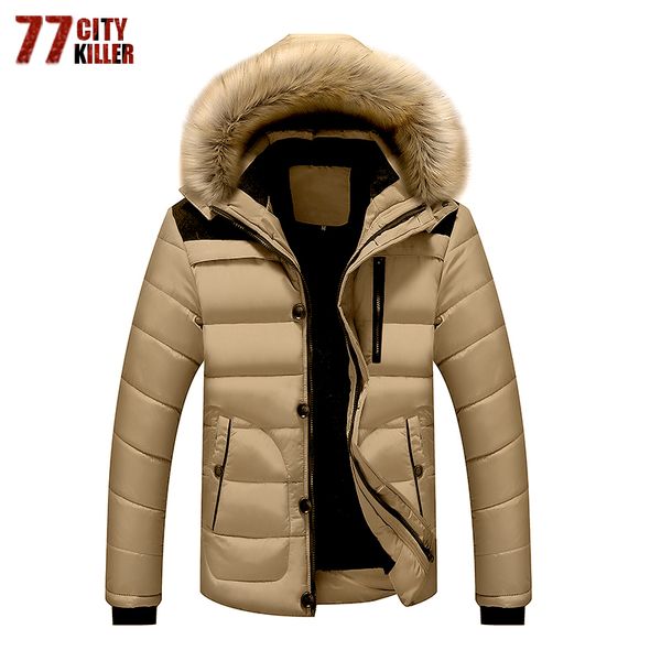 

77city killer 2017 jacket men winter big size m-5xl new arrival casual slim cotton with hooded parkas warm padded overcoat p214, Black