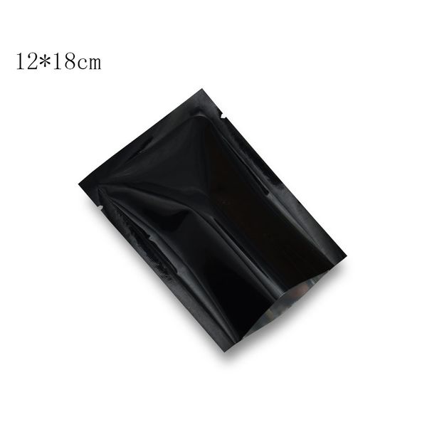 

12*18cm black open aluminum foil packaging bags 500pcs/lot mylar vacuum heat sealing packing bags snacks scented tea package pouches