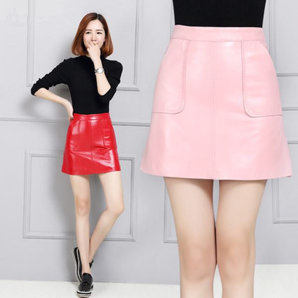 

fashion women new sheepskin slim hip skirt, Black