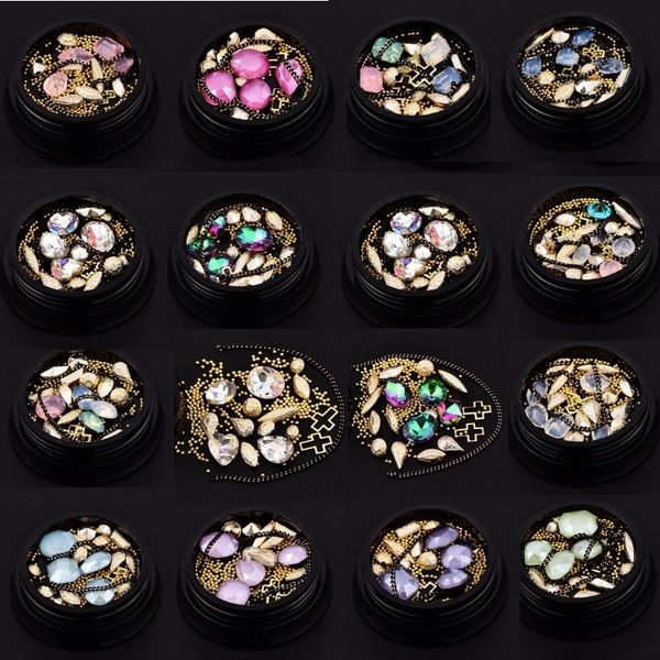 

nail art decoration charm gem beads rhinestone hollow shell flake flatback rivet mixed shiny glitter 3d diy accessories, Silver;gold
