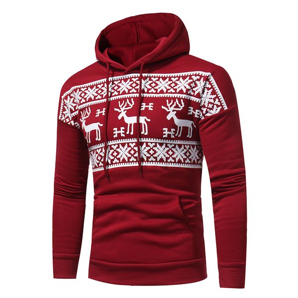 

wholesale- christmas hoodie deer printing hoodies red men fashion snowflake sweatshirt christmas hoody mens purpose tour xxxl, Black