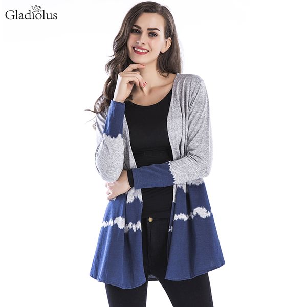 

gladiolus 2018 autumn sweater women long sleeve gradient color casual long knitted cardigan women knitwear sweater coats, White;black