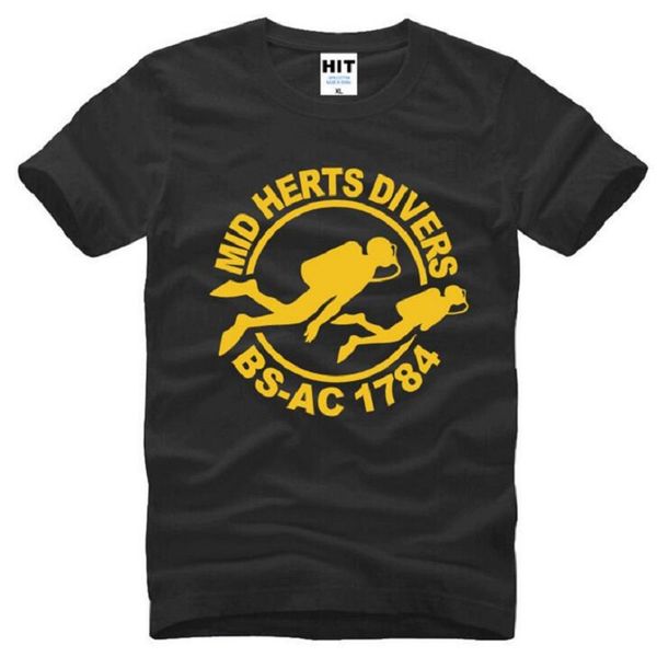 

mid herts divers logo printed t shirts men casual short sleeve o-neck cotton men's t-shirt summer style creative tee shirt homme, White;black
