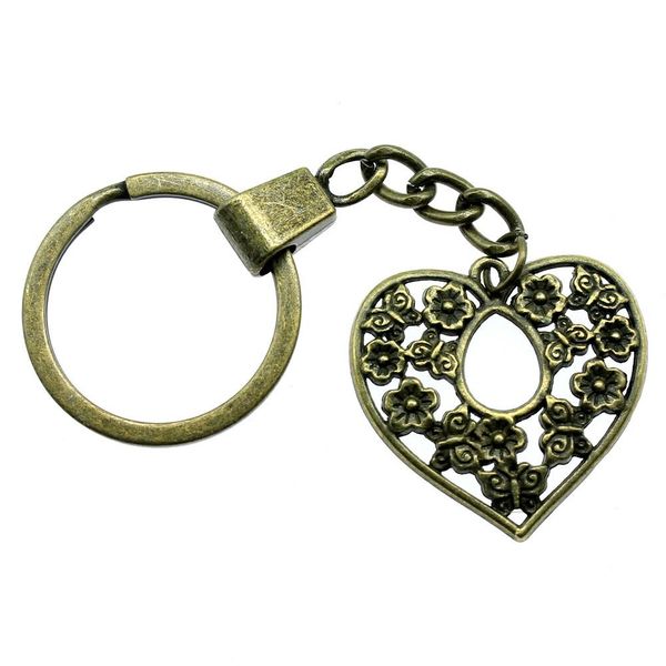 

6 pieces key chain women key rings fashion keychains for men flower heart 30x30mm, Slivery;golden