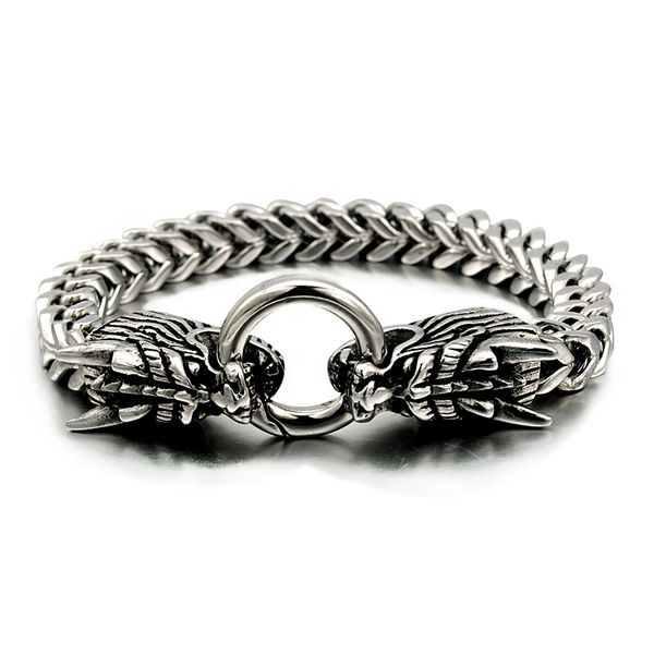 

atgo stainless steel biker motorcycle men chain bracelet, Black