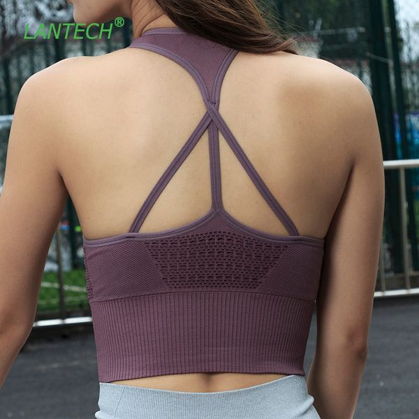 

lantech yoga bra sportswear joggings running with pads training crop vest women fitness gym sports bra energy seamless, White;black