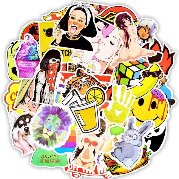 

50 ШТ. Случайный Водонепроницаемый Прохладный Наклейки Игрушки для Детей DIY Автомобиля Ноутбук Скейтборд Окна Велосипед Мотоцикл Сноуборд Багаж Гитара Автомобиля Отличительные Знаки