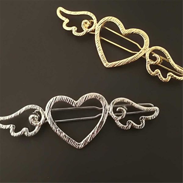 

girl metal angle wings love heart barrette clips side hairpins hair accessories