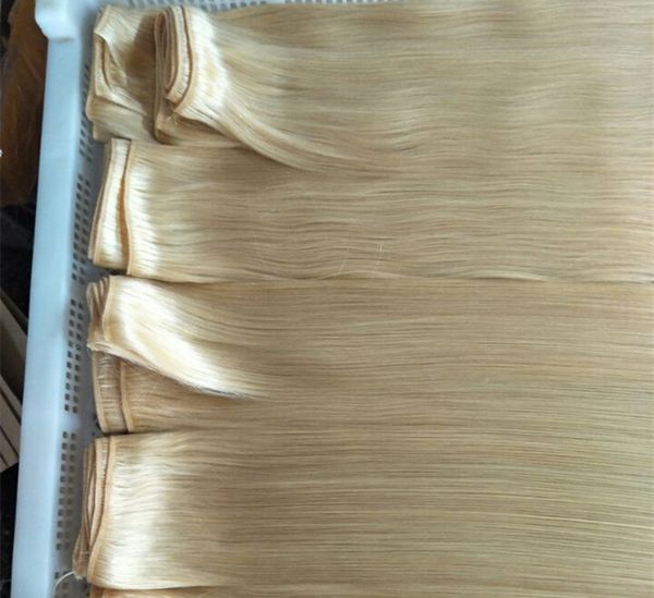Elibess brandhair pacote onda reta cor loira 613 peças de cabelo humano virgem não processado trama de cabelo russo 300g / lote grátis
