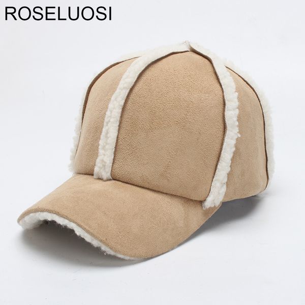 

roseluosi autumn winter faux suede leather baseball caps for women thick warm baseball hats female casequette, Blue;gray