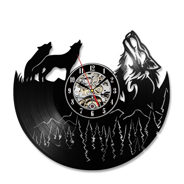 

hollow wolf pictures record clock unique bedroom or kitchen wall decor gift ideas men and women cool unique antique clock