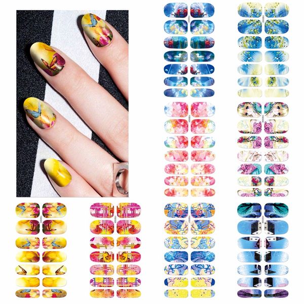 

zko 1 sheet optional new 3d full cover flower star designs decals water transfer nail art stickers foil, Black
