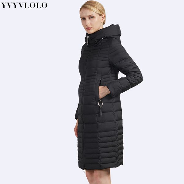 

yvyvlolo 2017 new women winter coat warm jacket long hooded parka women slim down jackets female overcoat high quality, Black