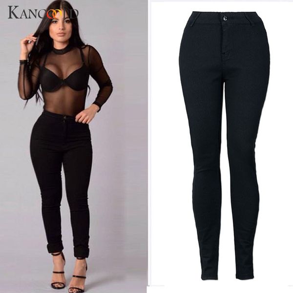 

kancoold jeans women fashion pencil stretch casual denim skinny jeans pants high waist trousers woman 2018oct23, Blue