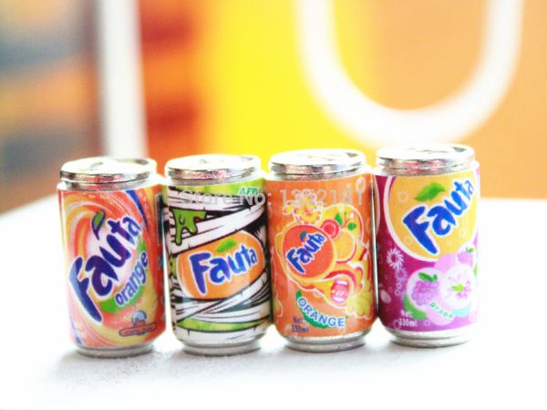 

1:12 cute dollhouse miniature mini cans beverage soft drink 4pcs 1109