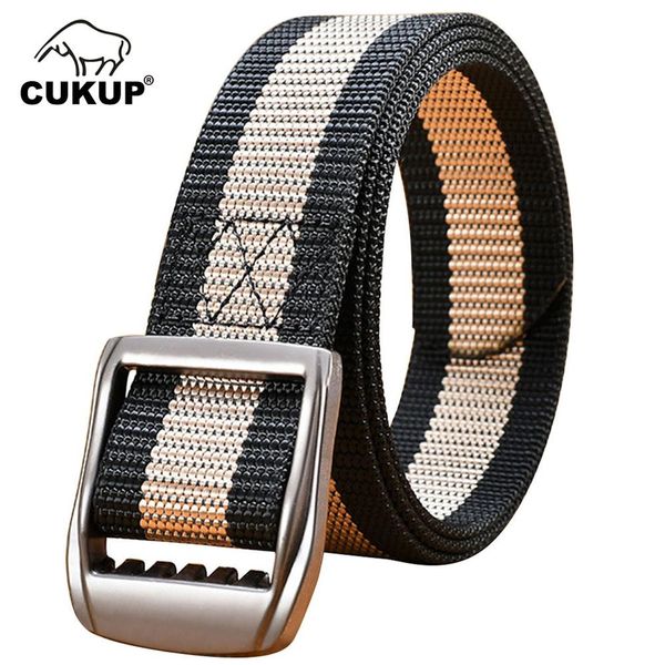 

cukup ladies casual tactical buckles metal belts quality nylon jeans dresses waist accessories 3.8cm wide belt cbck112, Black;brown
