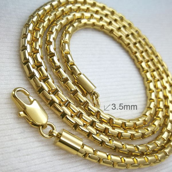 

18k 18ct yellow gold gf mens 3.5mm-n169 thick chain necklace, Silver