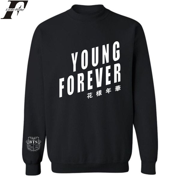 

bts hip hop kpop moletom masculino sweatshirt young forever men hoodies tracksuit capless men clothing sweatshirt, Black